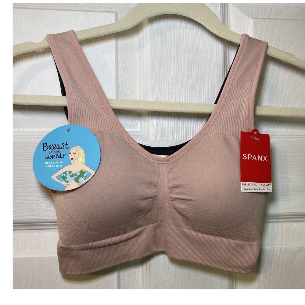 Spanx Breast of Both Worlds Reversible Tank Comfort Bra XS Vintage Rose Grey NWT